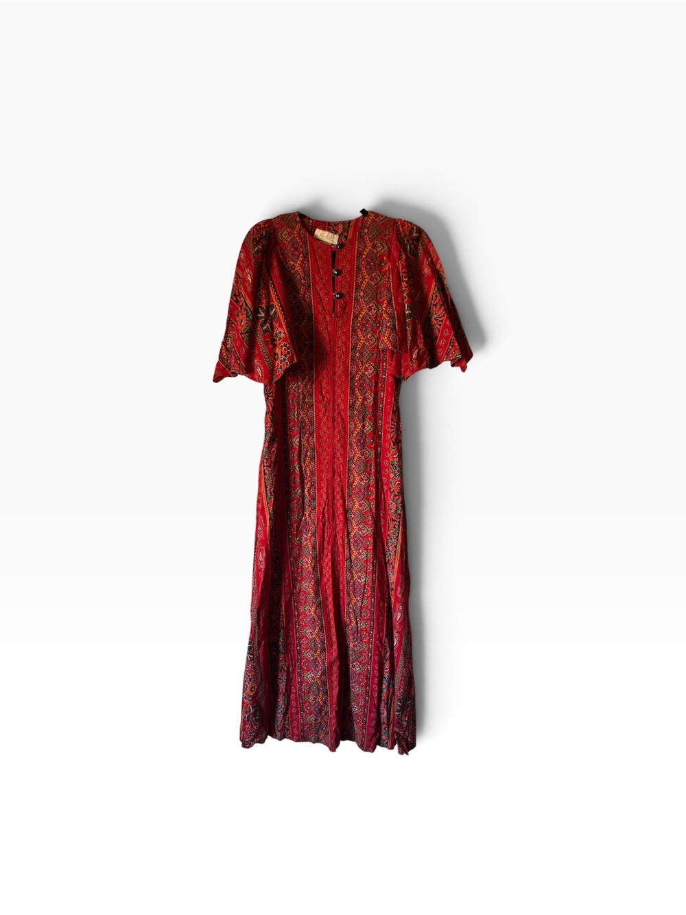 Najla New York Ref Boho Floral Paisley Maxi Flutter Sleeves Small